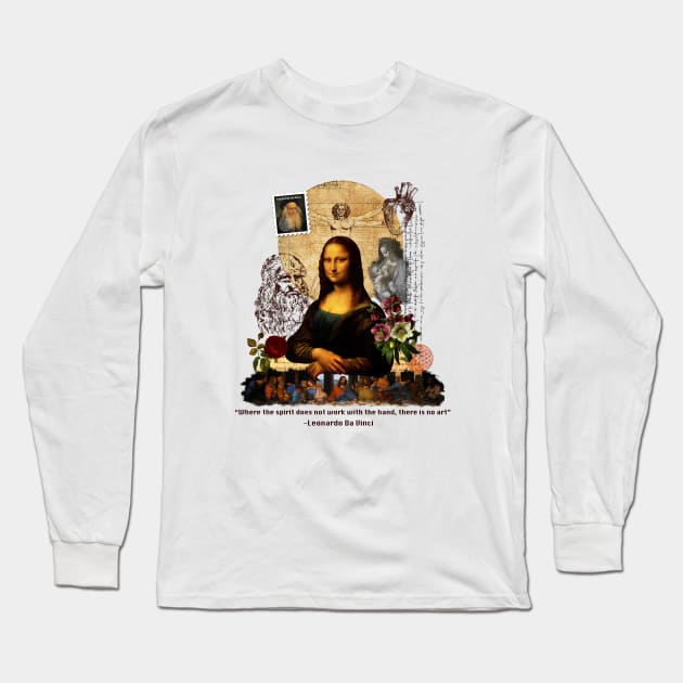 Da Vinci Collage - Monalisa - Art Long Sleeve T-Shirt by Nirvanax Studio